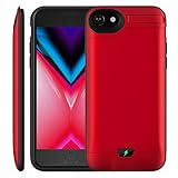 iPhone 7 Plus / 8 Plus Battery Case, MAXBEAR 8000mAh Extended Rechargeable Backup Charging Case Protective Power Bank with Kickstand for iPhone 7 Plus / 8 Plus (5.5 inch)-Red