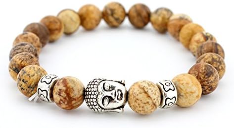 Tibetan Buddhist Mala Bracelet Natural Wood Beaded Prayer Bead for Meditation (Tibetan Buddhist Granite Brown)