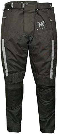 MARUTTI Men's Armoured Motorbike Motorcycle Trousers Pants with Removable Lining All Weather Waterproof in Cordura Fabric Black