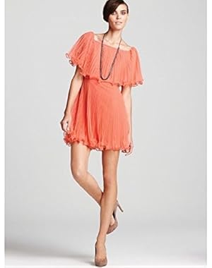 BCBGMAXAZRIA Womens Shalom Pleated Cocktail, Coral, Size 2