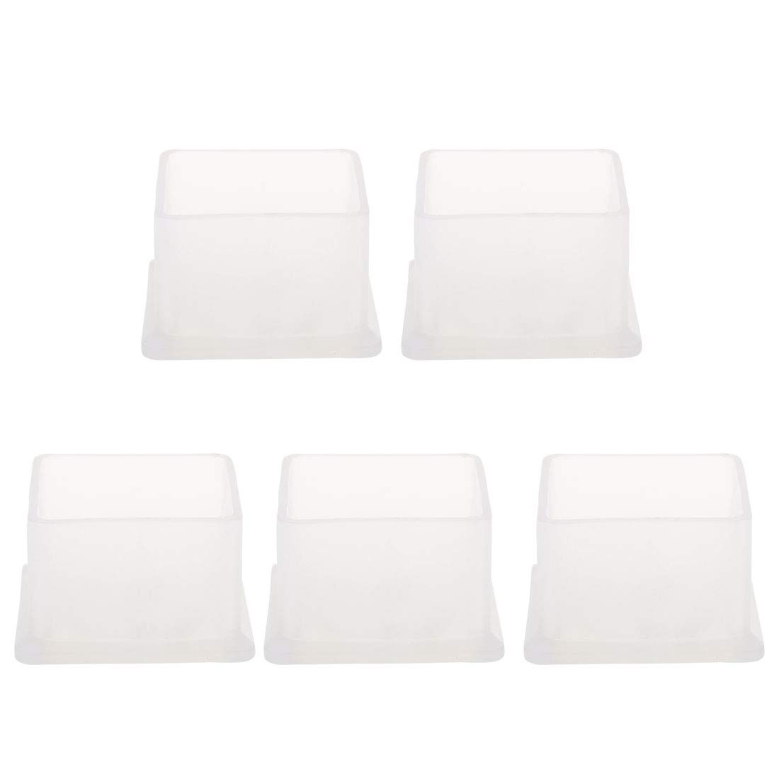 sourcingmap Clear PVC Chair Leg Caps Anti Tip Feet Cover Furniture Glide Floor Protector 5pcs 1" x 1" (25x25mm) Inner Size, Reduce Noise Prevent Scratch
