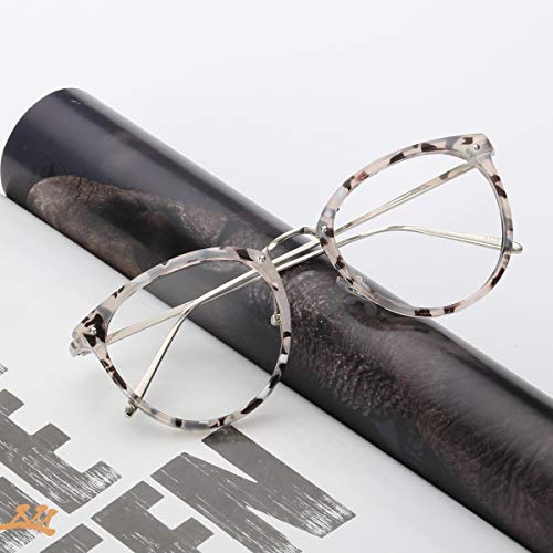 AISSWZBER Vintage Round Women Eyewear Metal Optical Frame Clear Non-prescription Eyeglasses - Thumbnail 2