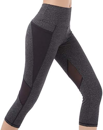 Artist Seyo Gym Leggings Womens 3/4 Yoga Pants Running Leggings Pockets Capri Pants High Waist Workout Cropped Leggings Long Length