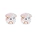 Rhodium Plated Sterling Silver Bulldog Stud Earrings CZ Studs for Women Girls