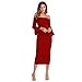 Molisry Women Off Shoulder Ruffle Long Sleeve Bodycon Party Midi Dress