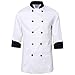 White chef uniforms unisex long and short sleeve coat catering jackets, Small, US Size XS (Tag S), White with Black