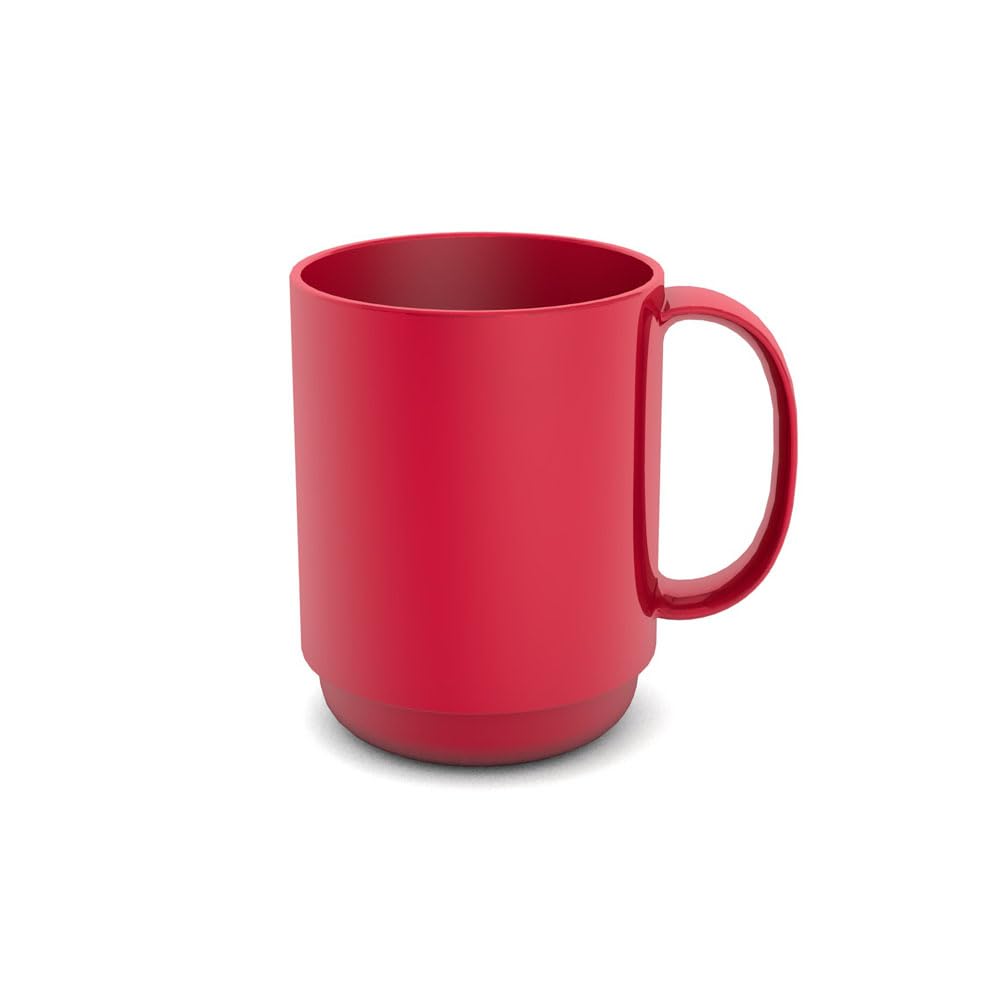 Ornamin Mug with Handle 300 ml Red (Model 510) | Stable Coffee Mug Made of Plastic, Coffee Cup, Reusable Cup, Tea Cup