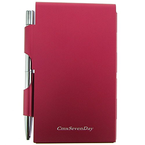 Cmxsevenday C68809 Pocket Size Aluminium Alloy Memo Pad Holder, with Ball Point Pen - Red