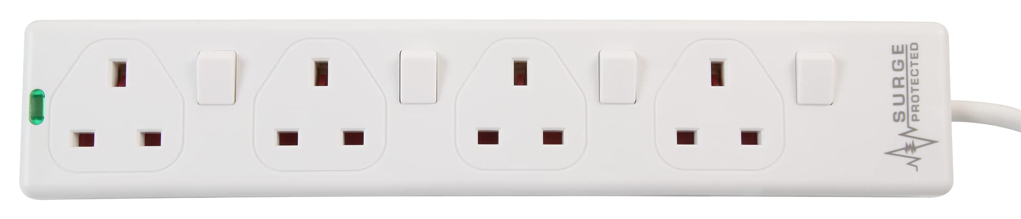 PRO ELEC PELB1921 4 Way Individually Switched Surge Protected Extension Lead White, 5m