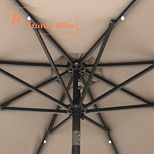 image for Aok Garden LED Outdoor Umbrella,9 ft Patio Umbrella LED Solar Power wi