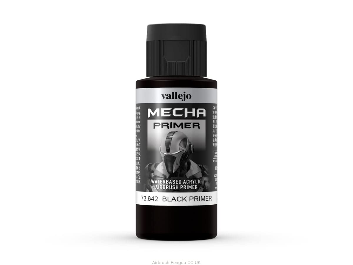 Vallejo Mecha Color Acrylic Paint, Black Primer, 60 ml for Airbrush, High Resistance to Handling and Impact