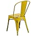 Flash Furniture Commercial Grade Distressed Yellow Metal Indoor-Outdoor Stackable Chair
