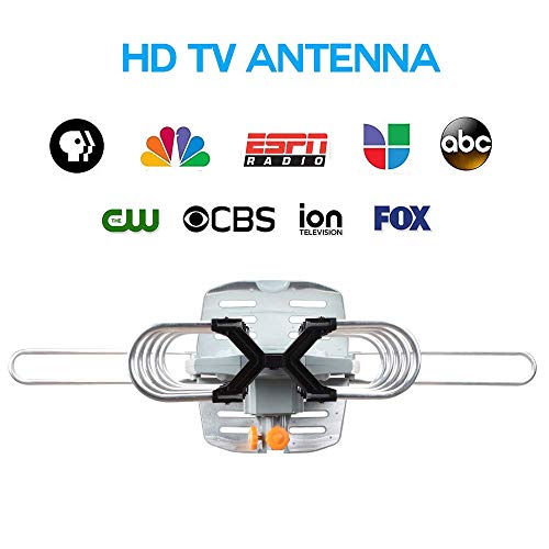 Outdoor Amplified HD TV Antenna 150 Miles Long Range with Motorized 360 Degree Rotation, 32FT RG6 Coax Cable-UHF/VHF/1080P/4K with Infrared Remote Control