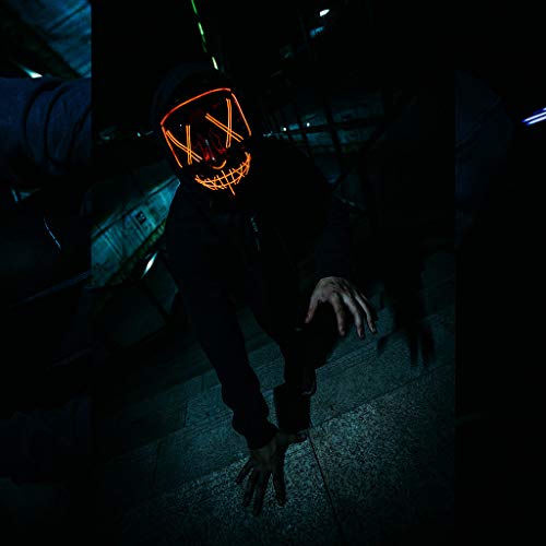 Halloween Masks for AdultsLed Purge Mask Light Up MaskHalloween Mask Led Mask Scary Halloween Mask for Halloween - Thumbnail 3