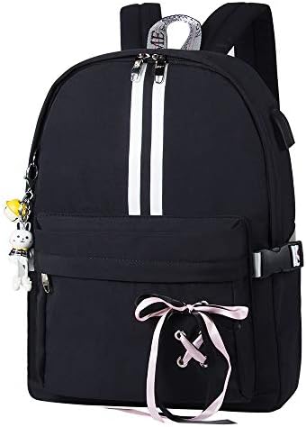 Student School Backpack Waterproof Schoolbag College Satchel Rucksack Daypack with USB Charging Port for Teen Girls
