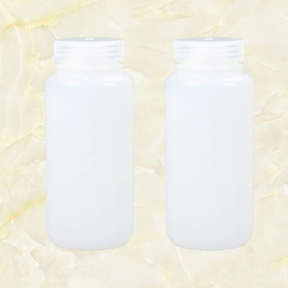 HEMOTON 2 Pcs 500ml Wide Mouth Reagent Bottle Empty HDPE Bottle Dispense Water Container Refillable Lotion ion Water Holder for Home Kitchen Cleaning (White) - Image 5