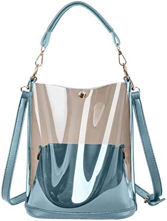 Clear PVC Tote Bag Women Jelly Crossbody Bag Transparent Plastic Handbag Purse Bucket Bag for Work Waterproof