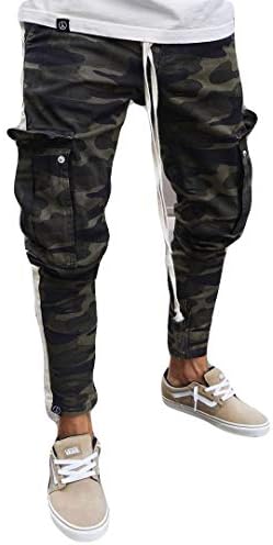 Musuos Men's Ripped Skinny Distressed Destroyed Straight Fit Side Striped Zipper Jeans with Holes