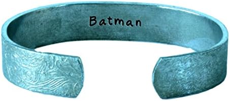 Batman and Robin Set Antiqued Distressed Silver Aluminum Lace Cuff Bracelet
