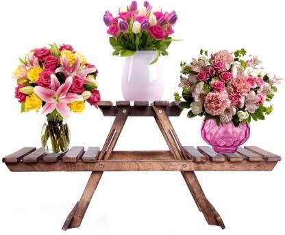 Wood Design Talent Indoor Plant Stand Plant Rack Indoor Garden Planter Pot Holder Carbonized