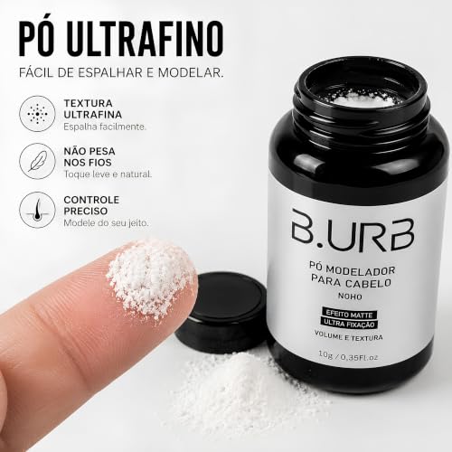 Pó Modelador Capilar B.URB NOHO 10g Matte Ultra Fixação e Volume | Efeito Matte e Textura Natural para Estilo Masculino Profissional