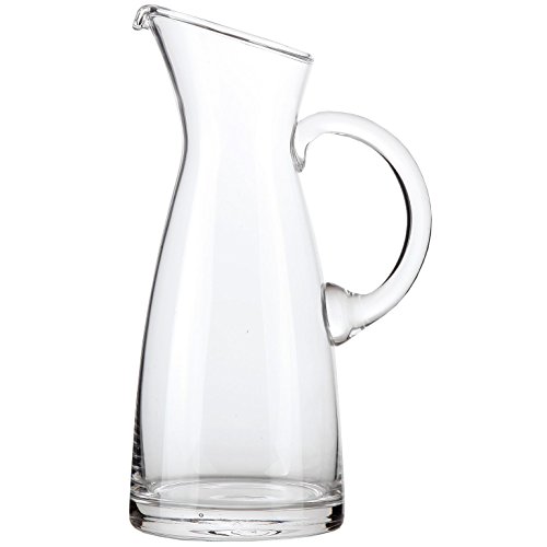 Lily's Home Glass Water and Wine Carafe, Ideal as a Cold Beverage or Juice Decanter with Large, Comfortable Handle and Spout Designed to Prevent Drips (10 1/2" Tall x 4" Wide Base)