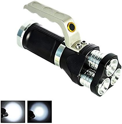 ustopfire Rechargeable LED Tactical Flashlight 2400 Lumens CREE T6 LED Torch Searchlight IP65 Waterproof Handheld Floodlight for Camping, Hiking, Cycling and Emergency Use, Batteries Included (Black)
