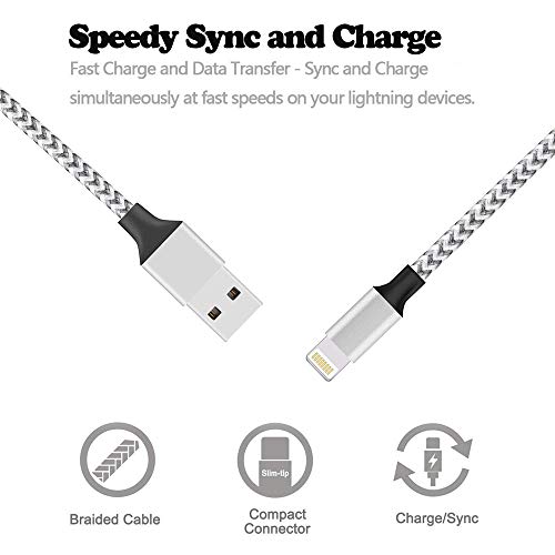image for ZestyChef iPhone Charger, MFi Certified iPhone Cable 5 Pack (3FT) Nylo