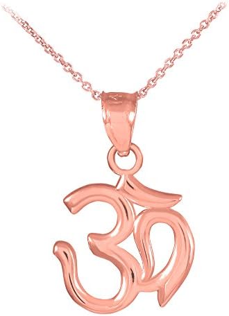 10k Rose Gold Hindu Meditation Charm Yoga "Om" (Aum) Pendant Necklace, 22"
