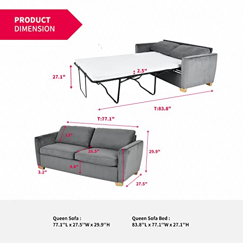 Muzz Queen Size Pull Out Sofa Bed, Pull Out Sofa Couch, Sleeper Sofa