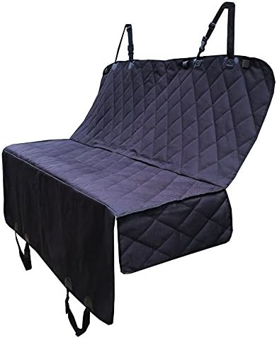 Deluxe Waterproof Pet Seat Cover With Bonus Pet Car Seat Belt for Cars and SUV -Nonslip, Quilted, Extra Side Flaps, Machine Washable Pet Hammock Car Seat Cover, Lifetime Warranty