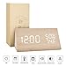 BlaCOG Alarm Clock Display Time Date Temperature,Wooden Alarm Clock for Bedroom,Digital clock Adjustable Brightness Voice Control-Bamboo/White