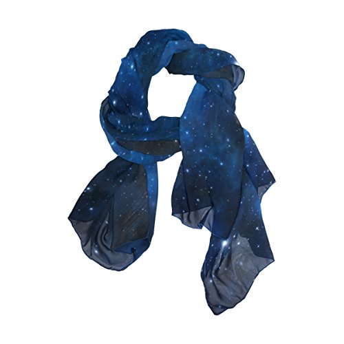 MRMIAN Universe Galaxy Space Starry Night Sky Long Silk Chiffon Scarf Wrap Stole