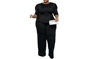 ThusFar Plus Size 2 Piece Outfits for Women Blazer Top Long Sleeve Long Pants Sets Casual Elegant Business Suit with Belt