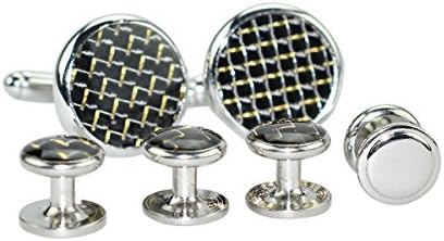 Argositment Fashion Black Cufflinks and Studs Set for Men with Packing 2pcs cufflinks & 4 pcs Studs