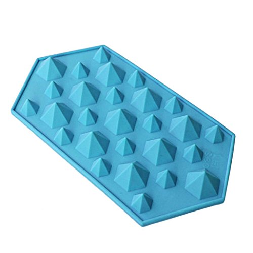 Anshinto Diamond Mold Ice Cube Tray 27 Cavities Crystal Silicone Ice Mold Candy Mould (Blue)