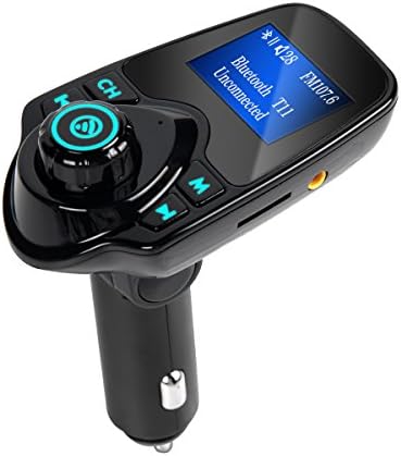 Luxtar T11 FM Transmitter Wireless In-Car Bluetooth Receiver Stereo Radio Adapter Car Kit Hands Free Calling with Dual USB Car Charger Ports for Smartphones, Tablets, TF Card, MP3 and More LUX5030