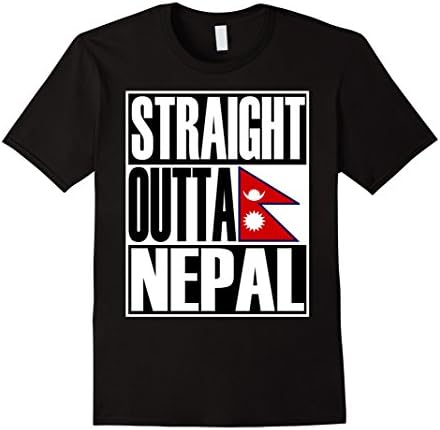 Men's Teecastle Straight Outta Nepal Quality Flag T-Shirt Large Black