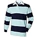 Front Row Sewn Stripe Long Sleeve Sports Rugby Polo Shirt (L) (Duck Egg/Navy)