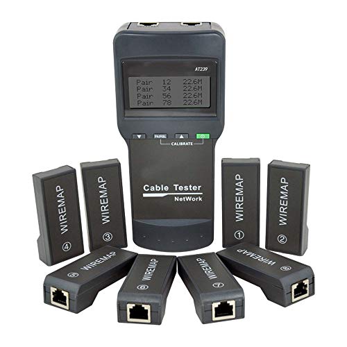 KOLSOL Network LAN Cable Tester,AT239 Cat5 RJ45 Network Cable Tester Wire Length Tester with 8 Remote Units Phone Cable Tester Meter Mapper