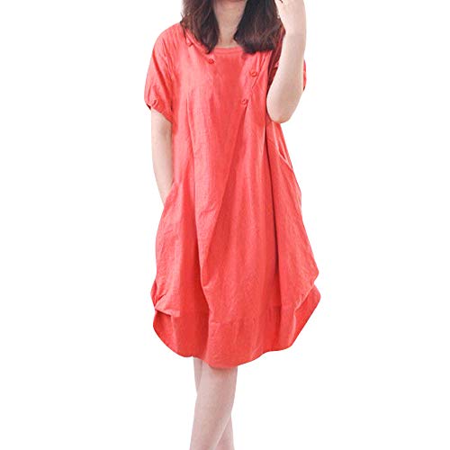 Women's Short Sleeve Round Neck KIKOY Summer Beach Casual Flared Midi Dress