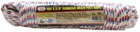 IIT 48770 100 Foot x 3/8 Inch Diamond Braid Poly Rope - White