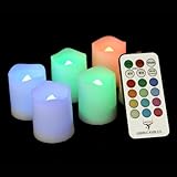 Frostfire Mooncandles - 6 Indoor and Outdoor Color Changing Votive Candles with Remote Control & Timer (Batteries Included)
