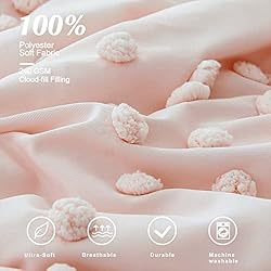 Geniospin Pink Comforter Set Queen, Pom Pom Tufted