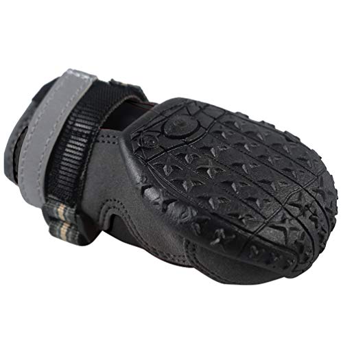 Petacc Dog Boots Waterproof Dog Shoes Pet Rain Boots Outdoor Shoes with Rugged Anti-Slip Sole, 4Pcs (Black, Size 6)