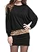 Allegra K Women's Batwing Sleeves Sequins Accent Blouson Mini Party Dress
