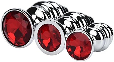 SKUN 3 Pcs 3 Size A-n-a-l P-l-u-g Round Shaped Base With Jewelry Birth Stone for Super Stimulation