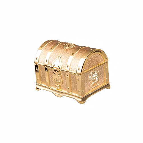Feyarl Retro Light Gold Box Jewelry Trinket Treasure Box Rectangle Box Metallic Finished Box (Small)