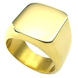 KONOV Mens Stainless Steel Ring, Signet,