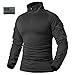 ReFire Gear Men's Military Tactical Army Combat Long Sleeve Shirt Slim Fit Camo T-Shirt with 1/4 Zipper, Black, US XX-Large(Tag 5XL)